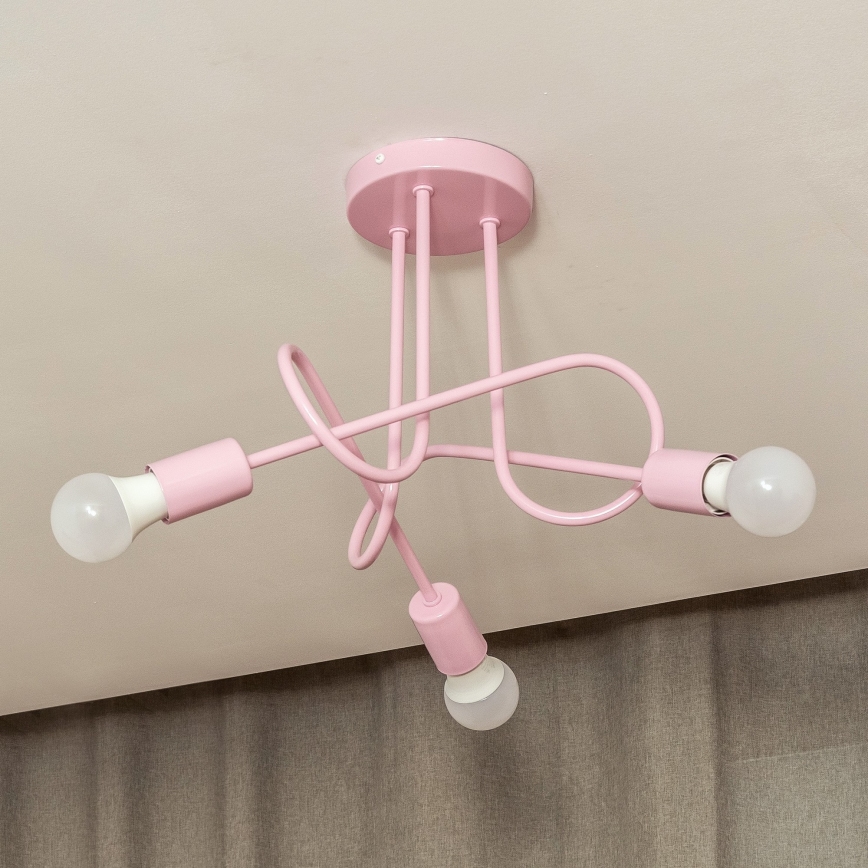 Plafondlamp OXFORD 3xE27/15W/230V roze