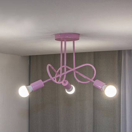 Plafondlamp OXFORD 3xE27/15W/230V roze