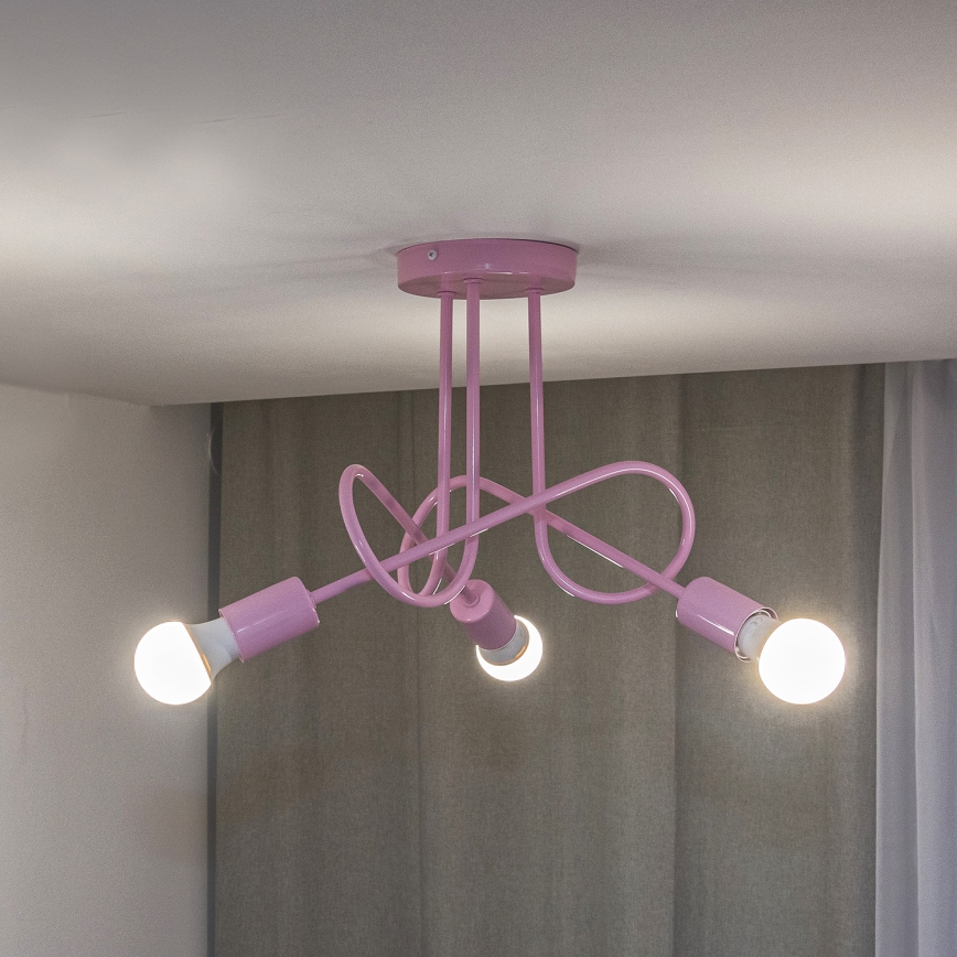 Plafondlamp OXFORD 3xE27/15W/230V roze