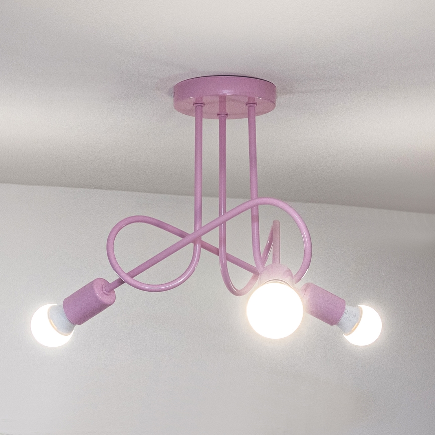 Plafondlamp OXFORD 3xE27/15W/230V roze