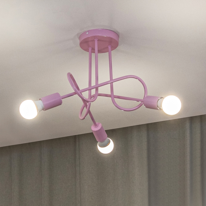 Plafondlamp OXFORD 3xE27/15W/230V roze
