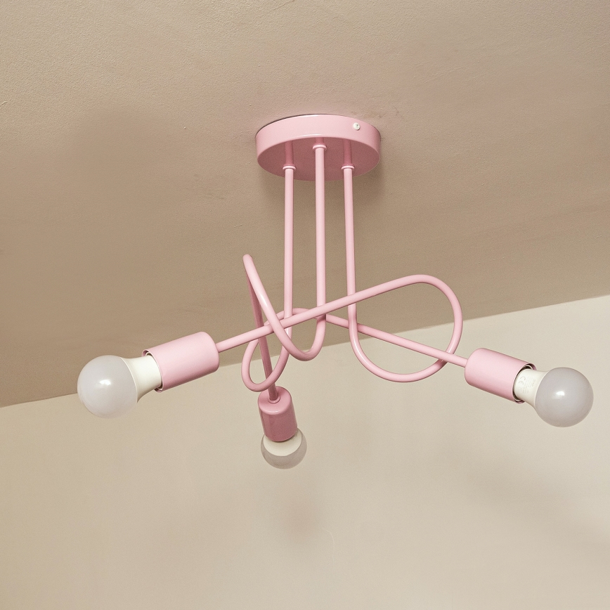 Plafondlamp OXFORD 3xE27/15W/230V roze