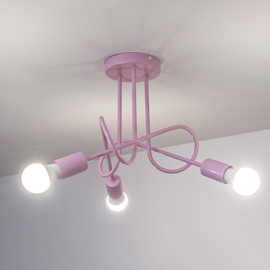 Plafondlamp OXFORD 3xE27/15W/230V roze