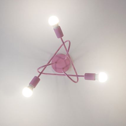 Plafondlamp OXFORD 3xE27/15W/230V roze