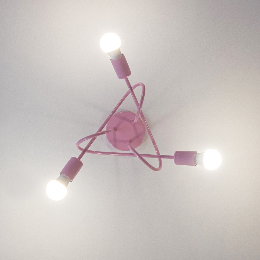 Plafondlamp OXFORD 3xE27/15W/230V roze