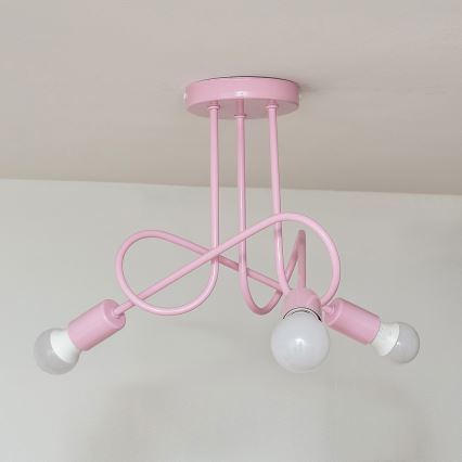 Plafondlamp OXFORD 3xE27/15W/230V roze