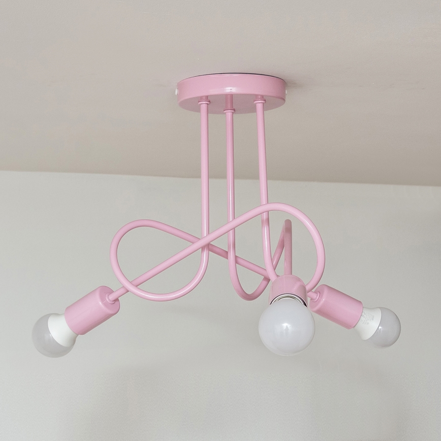 Plafondlamp OXFORD 3xE27/15W/230V roze