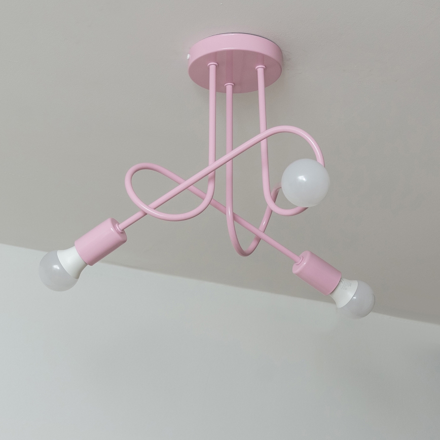 Plafondlamp OXFORD 3xE27/15W/230V roze