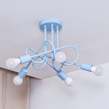 Plafondlamp OXFORD 5xE27/15W/230V blauw
