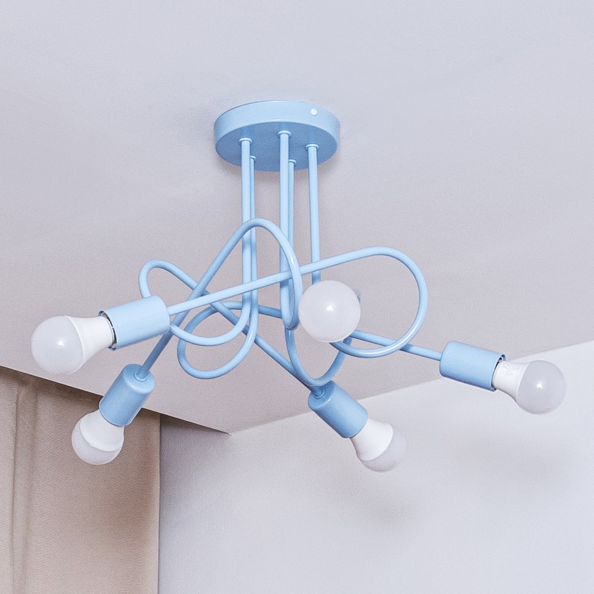 Plafondlamp OXFORD 5xE27/15W/230V blauw