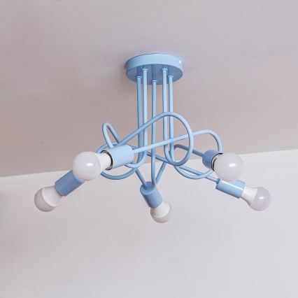 Plafondlamp OXFORD 5xE27/15W/230V blauw