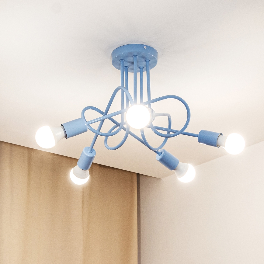 Plafondlamp OXFORD 5xE27/15W/230V blauw