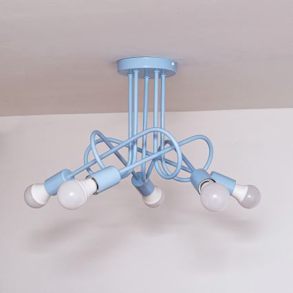 Plafondlamp OXFORD 5xE27/15W/230V blauw