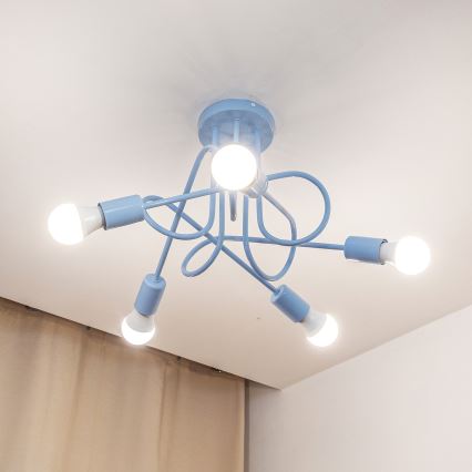 Plafondlamp OXFORD 5xE27/15W/230V blauw