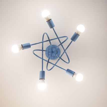 Plafondlamp OXFORD 5xE27/15W/230V blauw