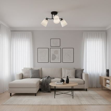 Plafondlamp PAFOS 3x E27, 15 W, 230 V, zwart