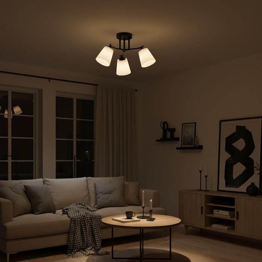 Plafondlamp PAFOS 3x E27, 15 W, 230 V, zwart