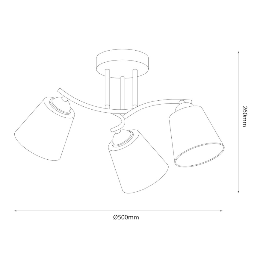 Plafondlamp PAFOS 3x E27, 15 W, 230 V, zwart