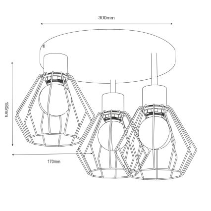 Plafondlamp PARKLA 3xE27/15W/230V beige