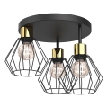 Plafondlamp PARKLA 3xE27/15W/230V zwart/goud