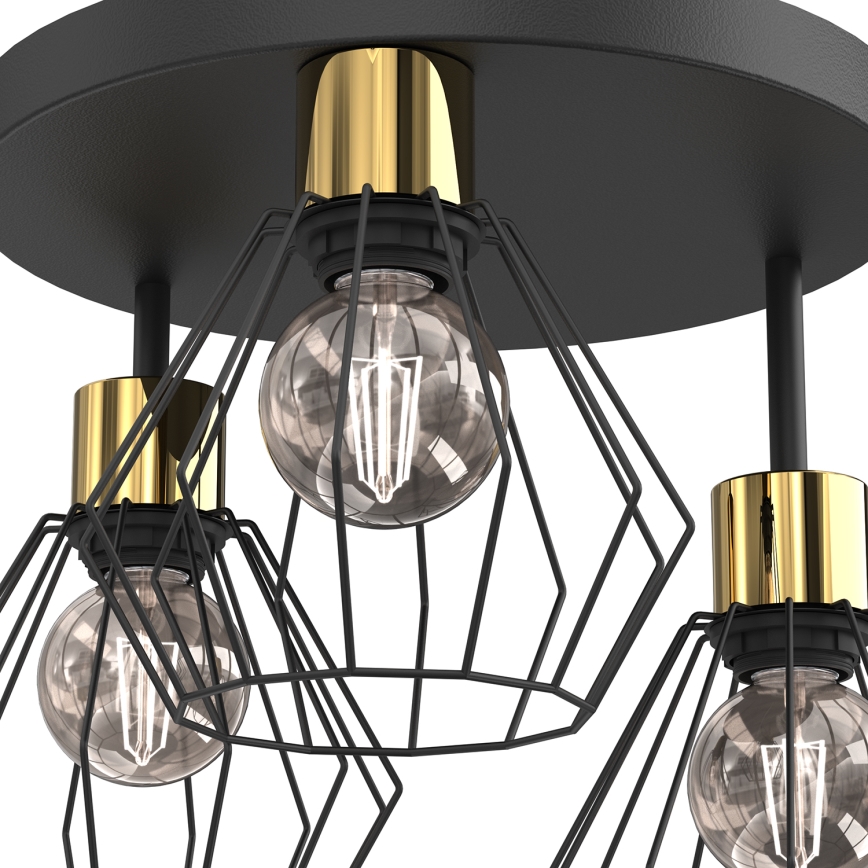 Plafondlamp PARKLA 3xE27/15W/230V zwart/goud