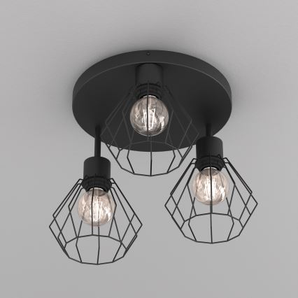 Plafondlamp PARKLA 3xE27/15W/230V zwart