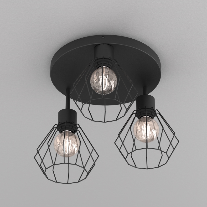 Plafondlamp PARKLA 3xE27/15W/230V zwart
