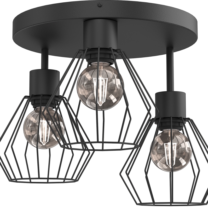Plafondlamp PARKLA 3xE27/15W/230V zwart