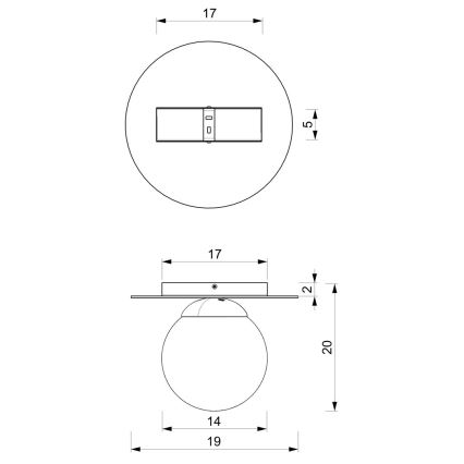 Plafondlamp PLATO 1xE14/40W/230V d. 19 cm