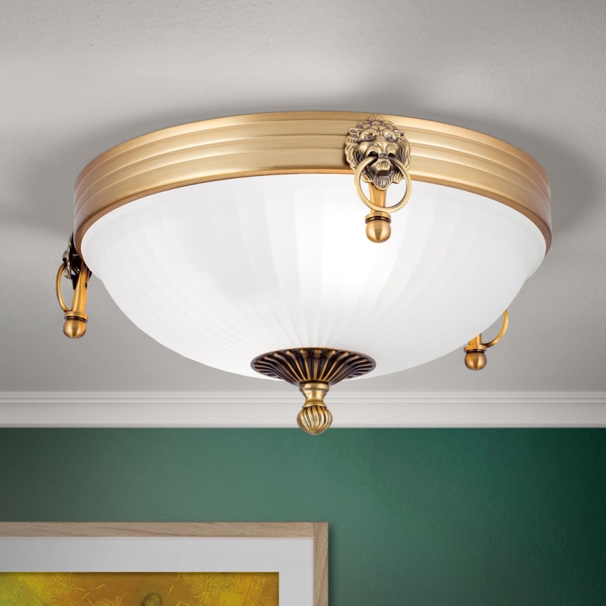Plafondlamp ROCCA 2xE27/60W/230V diameter 31 cm brons/wit