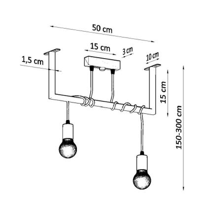 Plafondlamp SALAMANCA 2x E27 / 60W / 230V