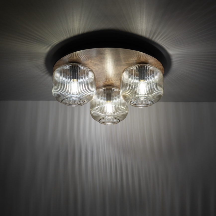 Plafondlamp SALVIA 3xE14/10W/230V Ø 40 cm bruin/rookbruin