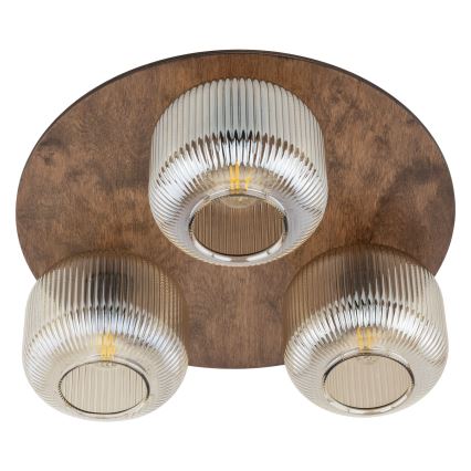 Plafondlamp SALVIA 3xE14/10W/230V Ø 40 cm bruin/rookbruin