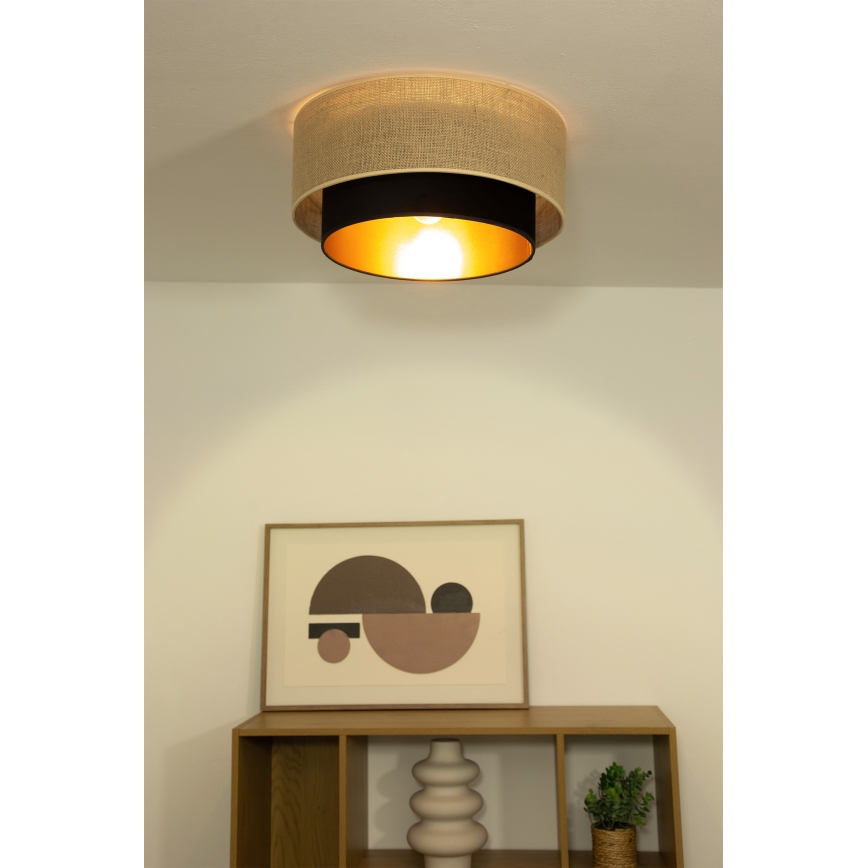 Plafondlamp SARTA 1x E27/60W/230V Ø 45 cm zwart/jute
