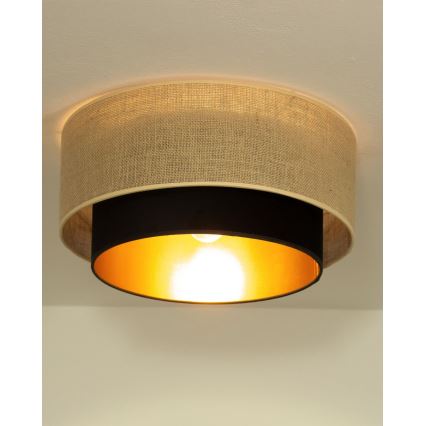 Plafondlamp SARTA 1x E27/60W/230V Ø 45 cm zwart/jute