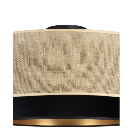 Plafondlamp SARTA 1x E27/60W/230V Ø 45 cm zwart/jute