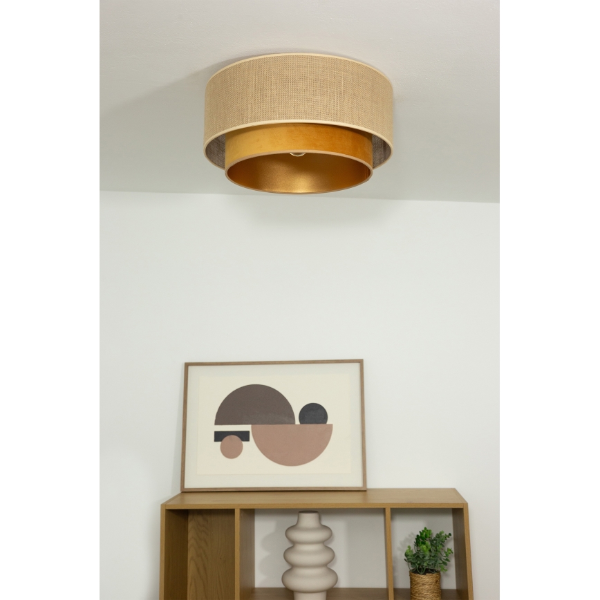 Plafondlamp SARTA 1xE27/60W/230V Ø 45 cm koper/jute