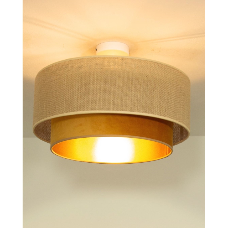 Plafondlamp SARTA 1xE27/60W/230V Ø 45 cm koper/jute