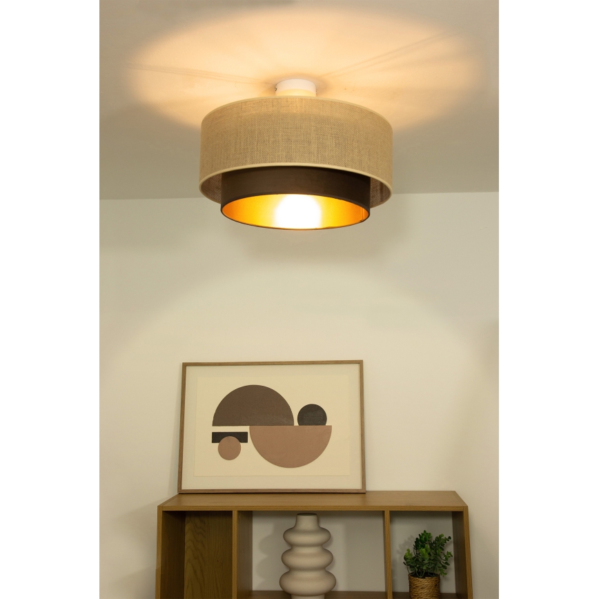 Plafondlamp SARTA 1xE27/60W/230V Ø45 cm bruin/jute