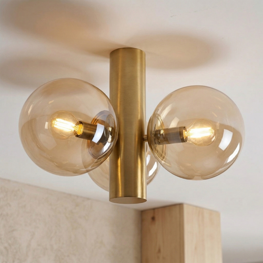 Plafondlamp SFERIO 3xE14/5W/230V messing/rookbeige