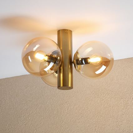 Plafondlamp SFERIO 3xE14/5W/230V messing/rookbeige