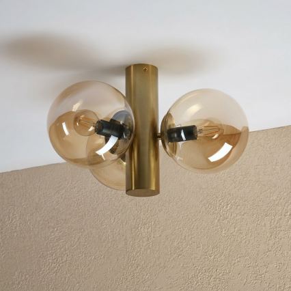 Plafondlamp SFERIO 3xE14/5W/230V messing/rookbeige