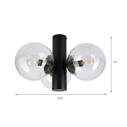 Plafondlamp SFERIO 3xE14/5W/230V zwart/helder