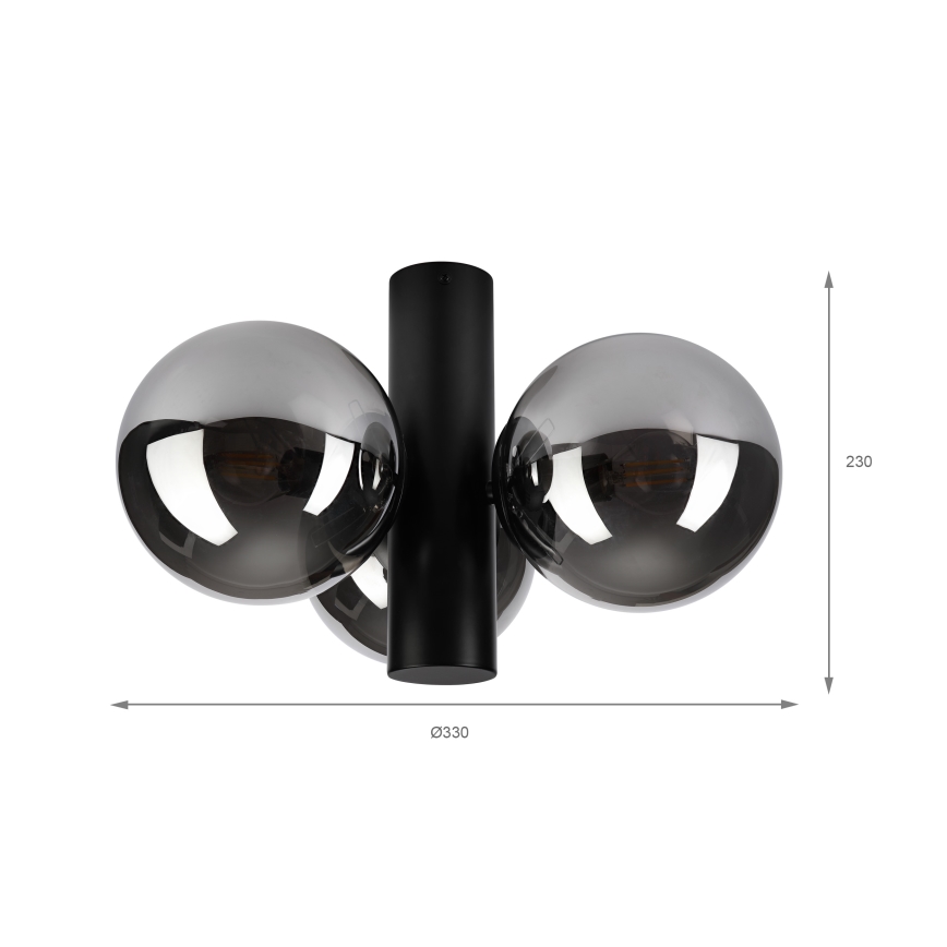 Plafondlamp SFERIO 3xE14/5W/230V zwart/rookzwart