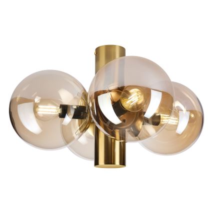 Plafondlamp SFERIO 4xE14/5W/230V messing/rookbeige