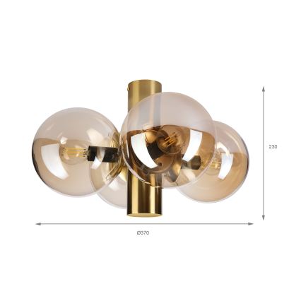 Plafondlamp SFERIO 4xE14/5W/230V messing/rookbeige