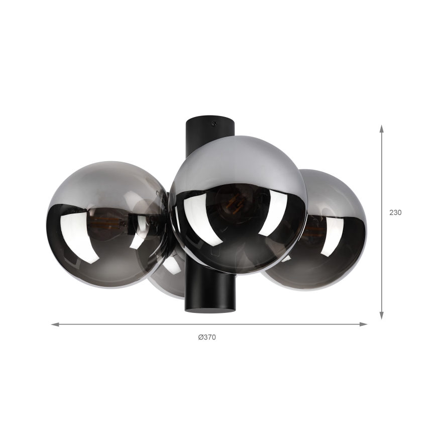 Plafondlamp SFERIO 4xE14/5W/230V zwart/gerookt zwart