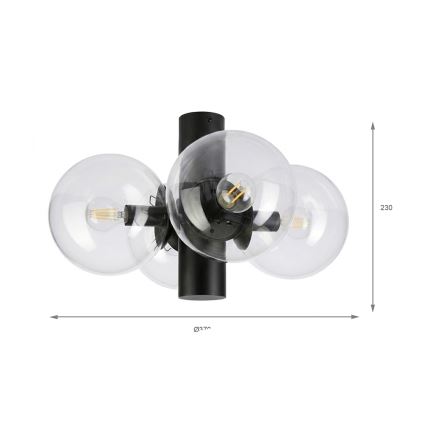 Plafondlamp SFERIO 4xE14/5W/230V zwart/helder