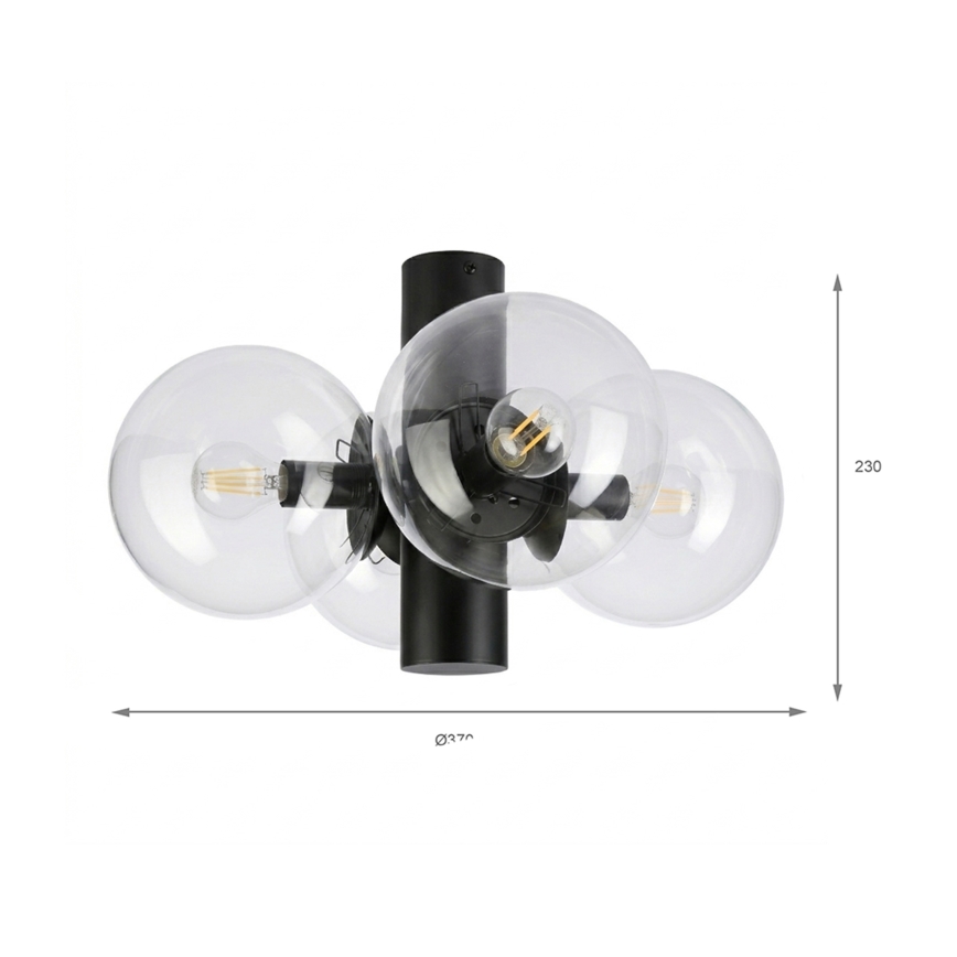 Plafondlamp SFERIO 4xE14/5W/230V zwart/helder