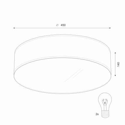 Plafondlamp SIRJA 2xE27/60W/230V Ø 45 cm crème
